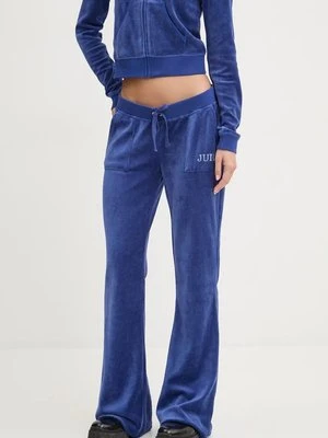 Juicy Couture spodnie dresowe welurowe HERITAGE CROWN CAISA LOW RISE PANT kolor niebieski z aplikacją JCGBJ224012