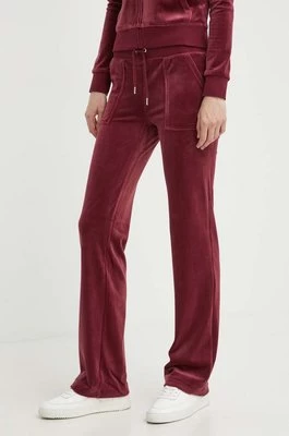Juicy Couture spodnie dresowe welurowe kolor bordowy gładkie JCAP180