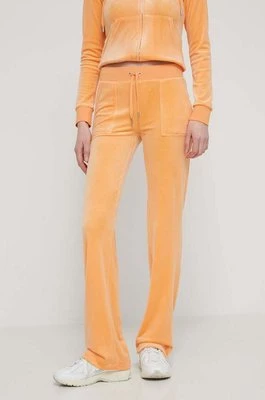 Juicy Couture spodnie dresowe welurowe kolor pomarańczowy z aplikacją