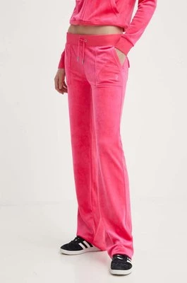 Juicy Couture spodnie dresowe welurowe kolor różowy gładkie JCAP180EU