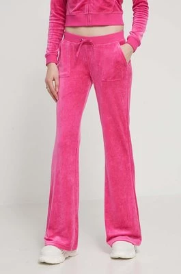 Juicy Couture spodnie dresowe welurowe kolor różowy z aplikacją