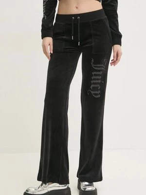 Juicy Couture spodnie dresowe welurowe LAYLA JEWELLED LOW RISE PANT kolor czarny z aplikacją JCBBJ224815