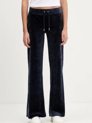 Juicy Couture spodnie dresowe welurowe Monogram Lisa damskie kolor granatowy wzorzyste JCWBJ125303
