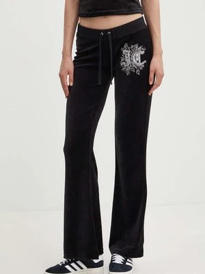 Juicy Couture spodnie dresowe welurowe RENAISSANCE CAISA LOW RISE PANT kolor czarny z aplikacją JCGBJ224002