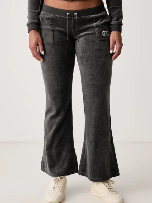 Juicy Couture spodnie flare damskie z bawełną REGAL REBELLE CAISA ULTRA LOW RISE zielony