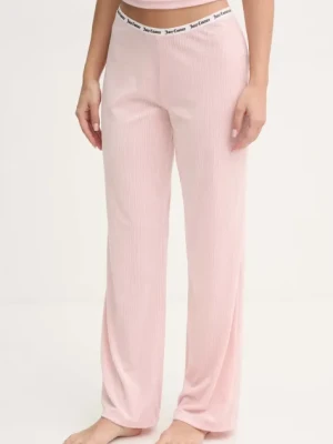 Juicy Couture spodnie piżamowe VICKY RIB FLARE PANT damskie kolor różowy JCLAS125504