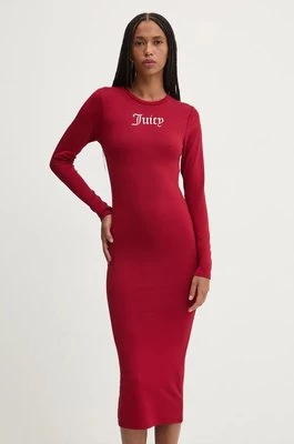 Juicy Couture sukienka DIZZIE DRESS kolor czerwony midi dopasowana JCWED24309