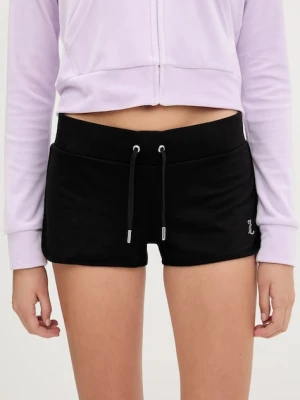 Juicy Couture szorty BOOTY SHORT damskie kolor czarny z aplikacją high waist JCWHS225303