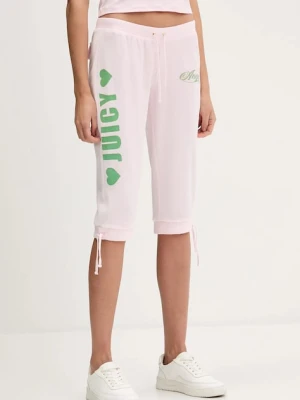 Juicy Couture szorty welurowe Angel damskie kolor różowy z nadrukiem high waist JCNBJ126456