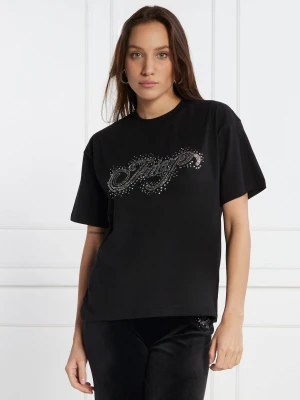 Juicy Couture T-shirt BOYFRIEND SCATTER DIAMANTE | Classic fit czarny