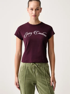Juicy Couture T-shirt damski z bawełną JUICY SCRIPT BABY bordowy
