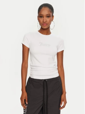 Juicy Couture T-Shirt Dot Ruched JCWCT24311 Biały Slim Fit