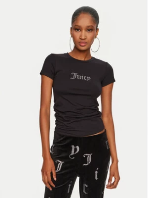 Juicy Couture T-Shirt Dot Ruched JCWCT24311 Czarny Slim Fit