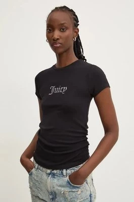 Juicy Couture t-shirt DOT RUCHED TEE damski kolor czarny JCWCT24311