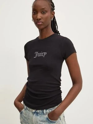 Juicy Couture t-shirt DOT RUCHED TEE damski kolor czarny JCWCT24311