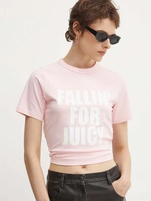 Juicy Couture t-shirt FALLIN FOR JUICY FITTED TSHIRT damski kolor różowy JCGCT224020