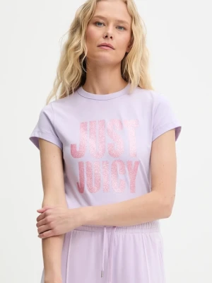 Juicy Couture t-shirt JUST JUICY HILTON T-SHIRT damski kolor fioletowy JCNCT225456