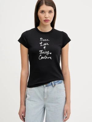Juicy Couture t-shirt PEACE LOVE AND JUICY HILTON T-SHIRT damski kolor czarny JCNCT225458