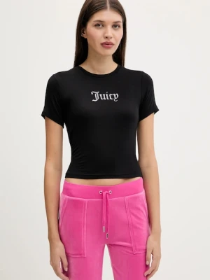 Juicy Couture t-shirt SHEER FITTED TEE damski kolor czarny JCWCT225301