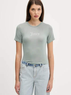 Juicy Couture t-shirt SHEER FITTED TEE damski kolor zielony JCWCT225301