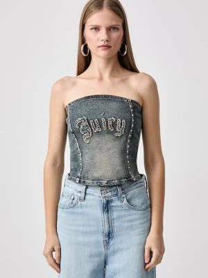 Juicy Couture top damski jeansowy STUD CORSET różowy
