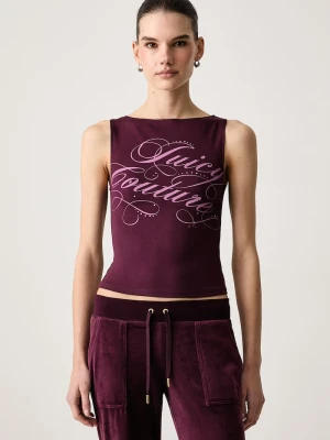 Juicy Couture top damski z modalem REBELLE SCRIPT MIA BOATNECK bordowy