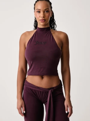 Juicy Couture top damski z wiskozy WESLEY TIE BACK TOP bordowy