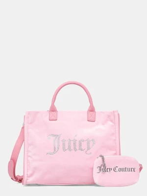 Juicy Couture torebka shopper damska welurowa Iris Velvet różowy