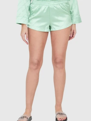 JUICY COUTURE Zielone satynowe szorty piżamowe damskie w logo, Rozmiar XS