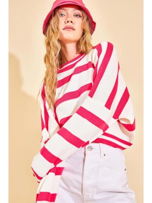 Jumeon Sweter w kolorze różowo-białym ze wzorem rozmiar: onesize