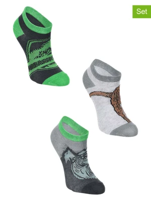 Jurassic World Skarpety (3 pary) "Park Jurajski" w kolorze szaro-zielonym rozmiar: 23-26