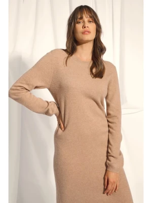 Just Cashmere Kaszmirowa sukienka "Lina" w kolorze beżowym rozmiar: S