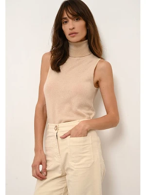 Just Cashmere Kaszmirowy bezrękawnik "Violet" w kolorze beżowym rozmiar: M