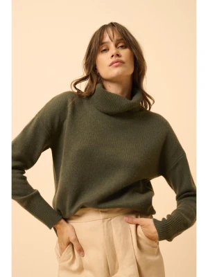 Just Cashmere Kaszmirowy golf "Romane" w kolorze khaki rozmiar: S