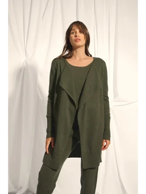 Zdjęcie produktu Just Cashmere Kaszmirowy kardigan "Brooke" w kolorze khaki rozmiar: L