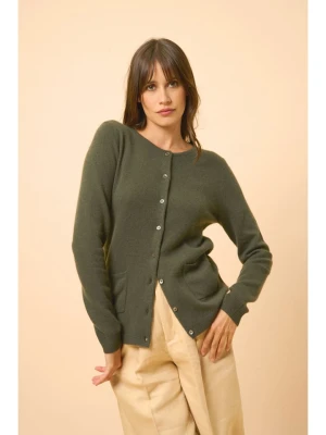 Just Cashmere Kaszmirowy kardigan "Katharine" w kolorze khaki rozmiar: M