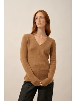 Just Cashmere Kaszmirowy sweter "Abby" w kolorze jasnobrązowym rozmiar: M