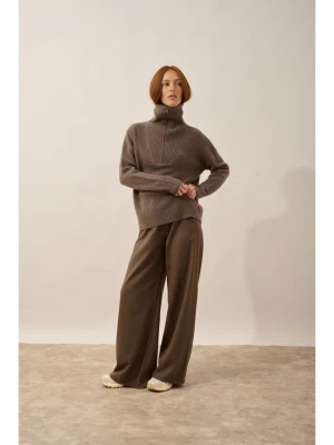 Just Cashmere Kaszmirowy sweter "Akar" w kolorze szarobrązowym rozmiar: XL