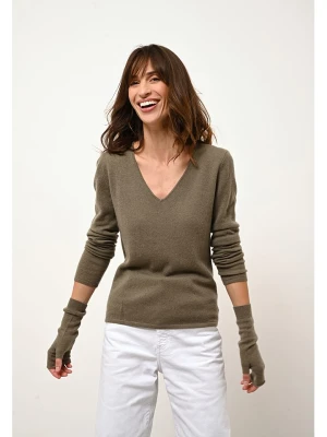 Just Cashmere Kaszmirowy sweter "Joan" w kolorze khaki rozmiar: M