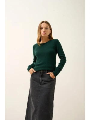 Just Cashmere Kaszmirowy sweter "Joyce" w kolorze ciemnozielonym rozmiar: L