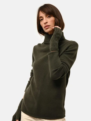Just Cashmere Kaszmirowy sweter "June" w kolorze khaki rozmiar: L