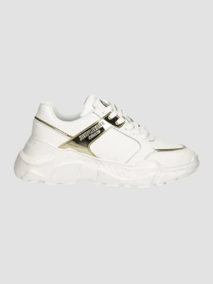 JUST CAVALLI Białe sneakersy ze złotym logo Fondo Casper, Rozmiar 39