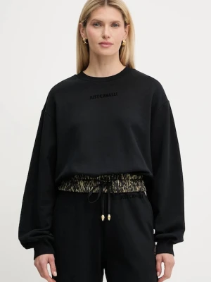 Just Cavalli bluza bawełniana damska kolor czarny gładka 79PAIE20 CF100
