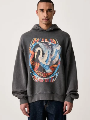 Just Cavalli bluza z kapturem męska bawełniana szary