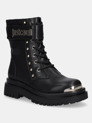 Just Cavalli botki damskie kolor czarny na płaskim obcasie 79RA3S93ZSD53899