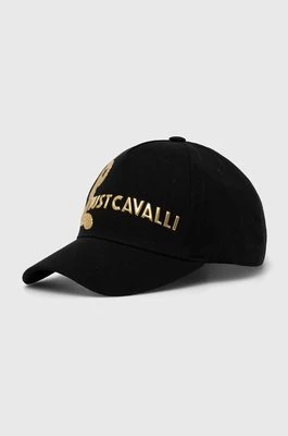 Just Cavalli czapka z daszkiem bawełniana kolor czarny z aplikacją 76QAZK5A ZG263