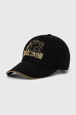 Just Cavalli czapka z daszkiem bawełniana kolor czarny z aplikacją 76QAZK50 ZG225