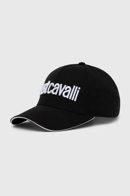 Just Cavalli czapka z daszkiem bawełniana kolor czarny z aplikacją 76QAZK30 ZG192