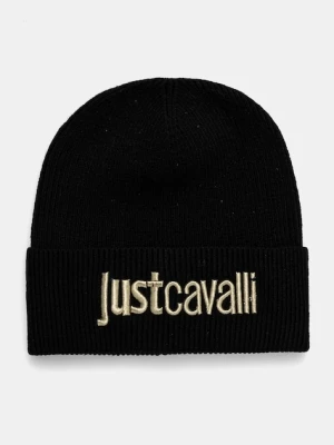 Just Cavalli czapka z domieszką wełny czarny