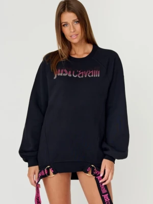 JUST CAVALLI Czarna damska bluza R LOGO CRYSTAL, Rozmiar XS